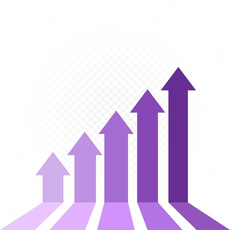 Vecteur modèle de graphique de croissance de la flèche violette