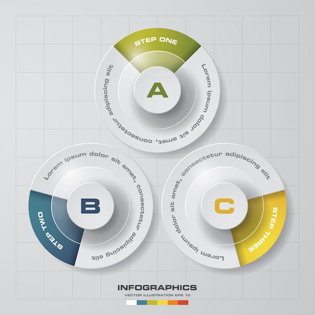 Modèle De Graphique Infografics 3 étapes.