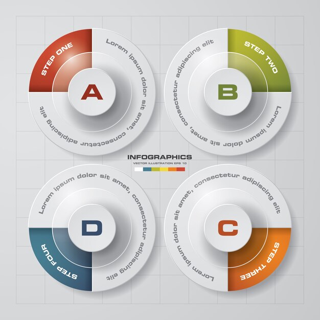 Vecteur modèle de graphique infografics 4 étapes.