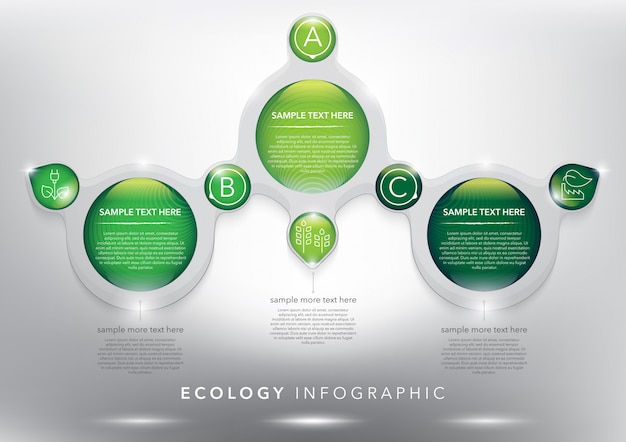 Vecteur modèle graphique d'informations abstraites pour 3 options. peut être utilisé pour l'écologie, le concept d'environnement.