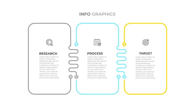 Modèle Graphique D'informations Commerciales Avec Une Ligne Fine Et 3 Options