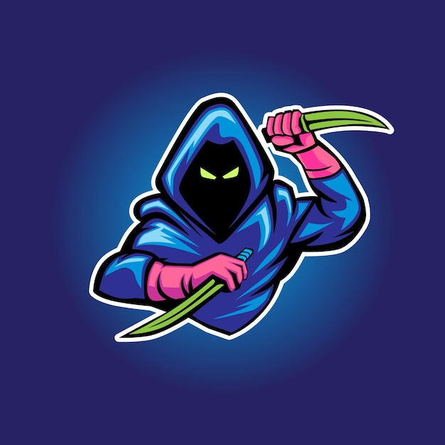 Vecteur modèle de guerrier ninja logo esport