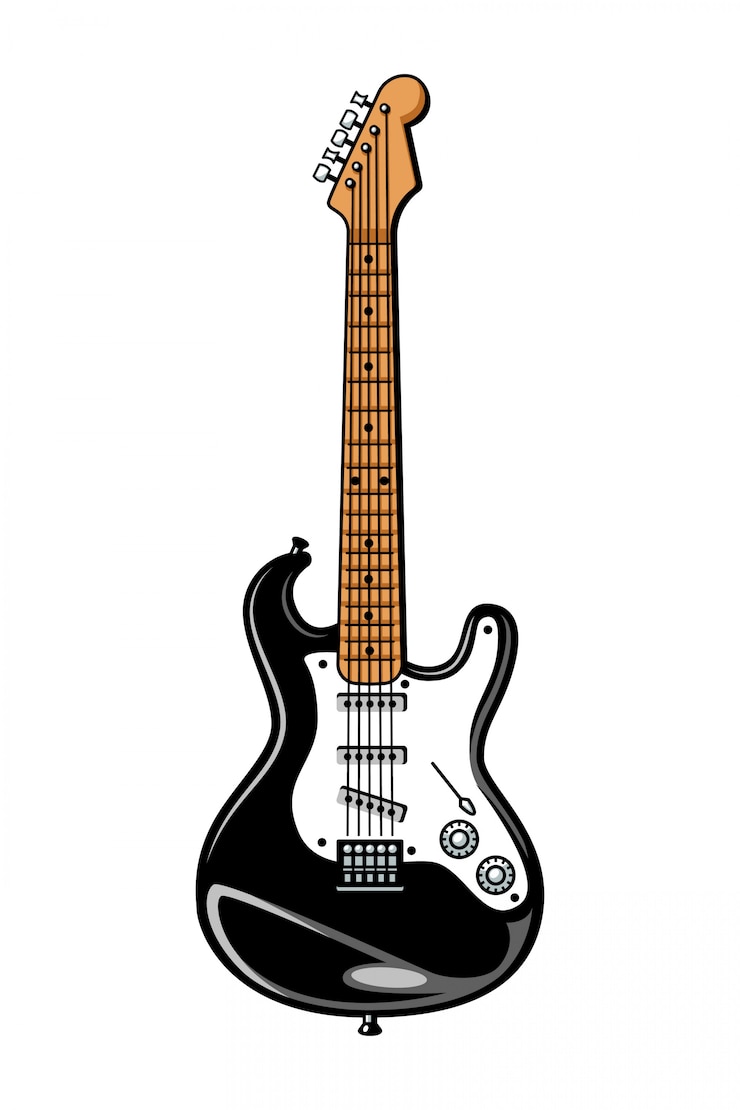 Vecteur modèle de guitare électrique coloré vintage