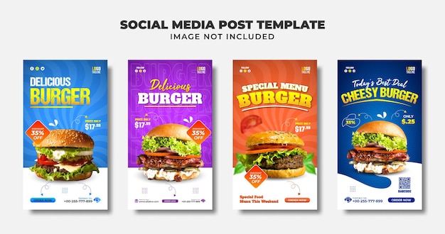 Modèle D'histoire Et De Flyer Instagram De Délicieux Hamburgers Sur Les Médias Sociaux