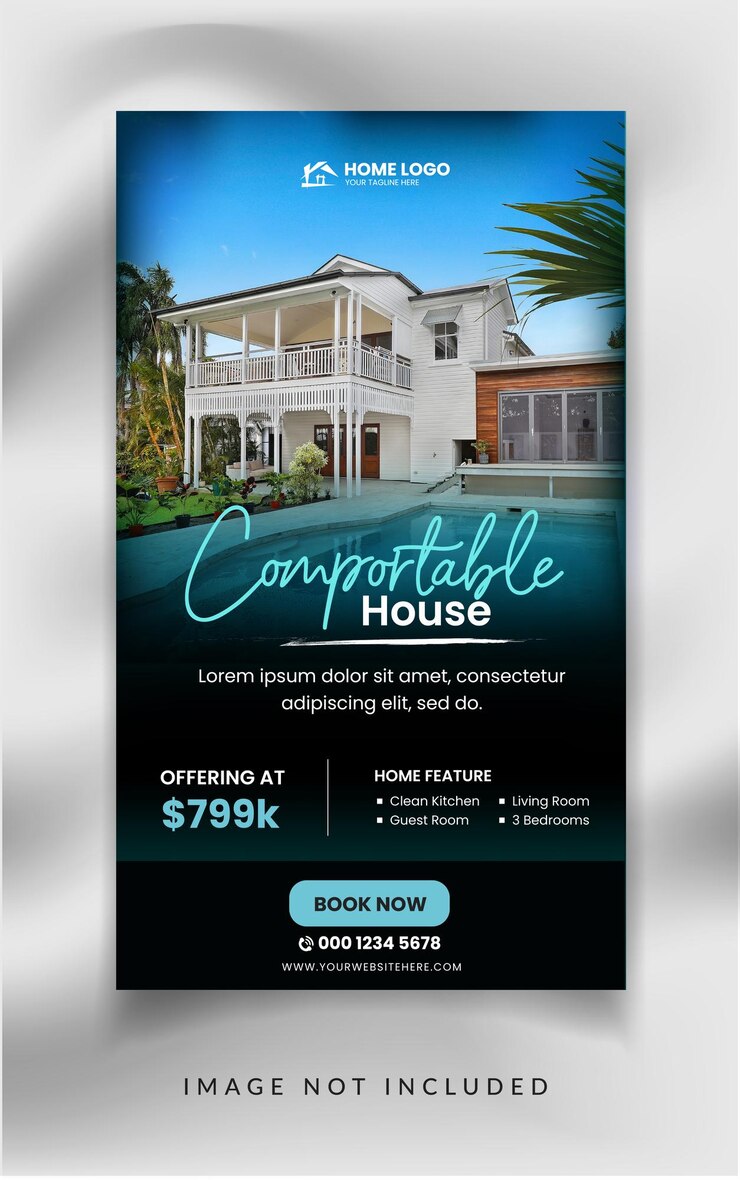 Modèle d'histoire instagram et facebook de promotion de maison de médias sociaux d'agence immobilière