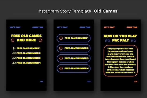 Vecteur modèle d'histoire instagram pour les vieux jeux