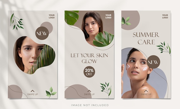 Modèle d'histoire Instagram de soins de la peau abstraite
