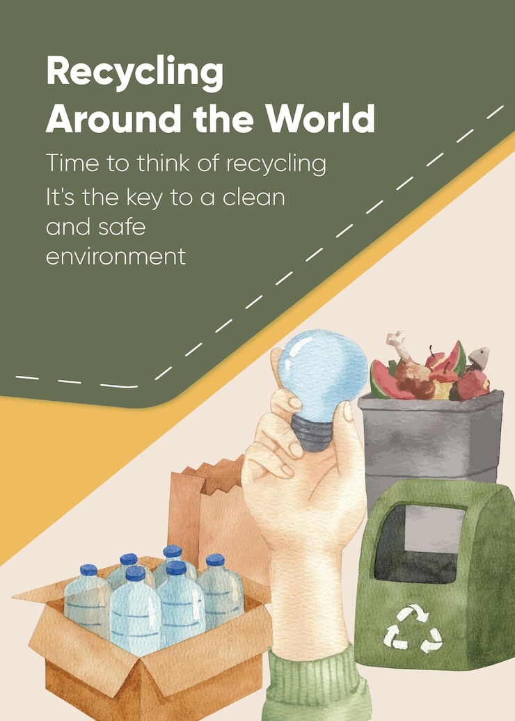 Vecteur modèle d'histoire instagram avec style aquarelle de concept de recyclage global