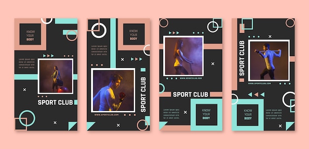 Vecteur modèle d'histoires instagram de club de sport