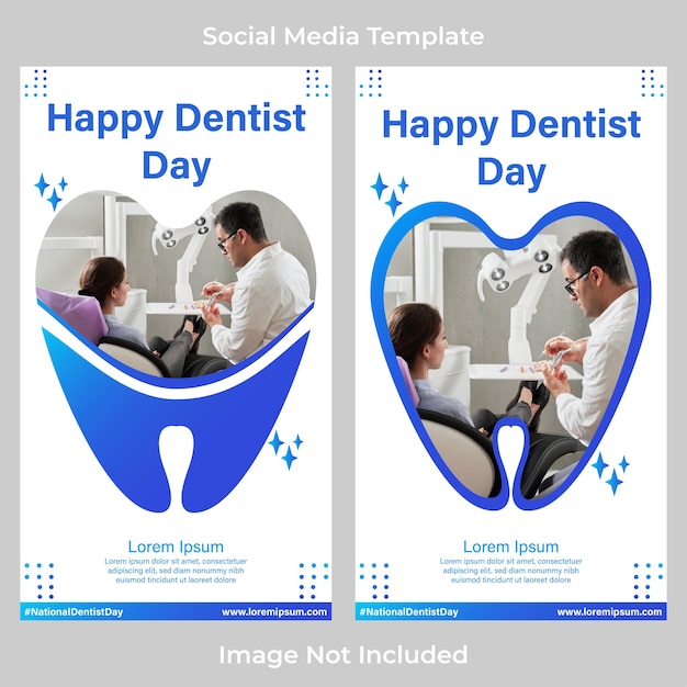 Vecteur modèle d'histoires de médias sociaux de bonne journée nationale du dentiste