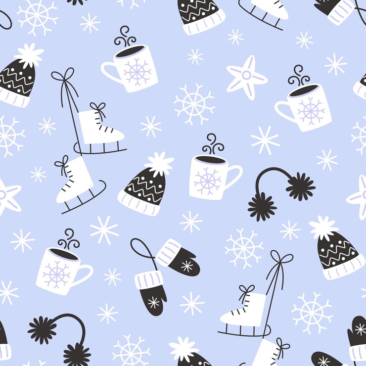 Vecteur modèle d'hiver festif avec des éléments confortables dans un style plat