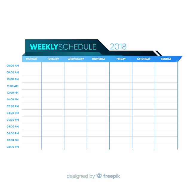 Modèle D'horaire Hebdomadaire Coloré Avec Un Design Plat