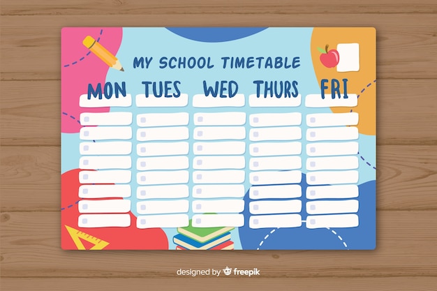 Modèle D'horaire Scolaire Style Plat