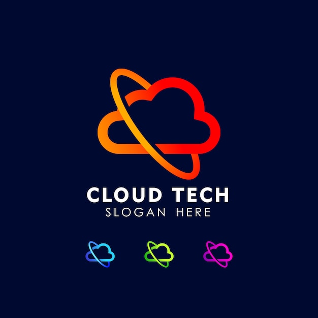 Modèle D'icône De Conception De Logo Cloud Tech