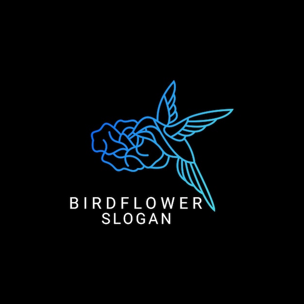 Modèle D'icône De Conception De Logo De Fleur D'oiseau