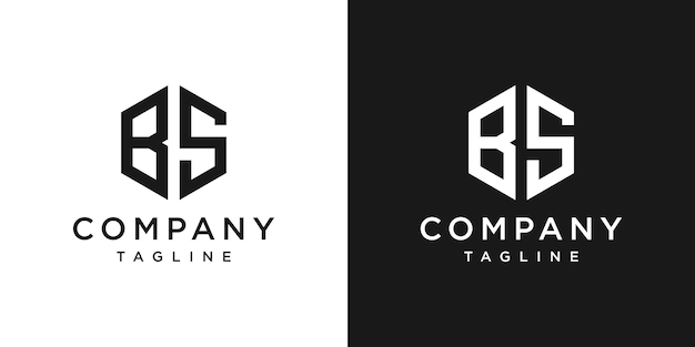 Modèle d'icône de conception de logo monogramme BS lettre créative fond blanc et noir