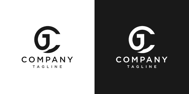 Modèle d'icône de conception de logo monogramme JC initial créatif fond blanc et noir