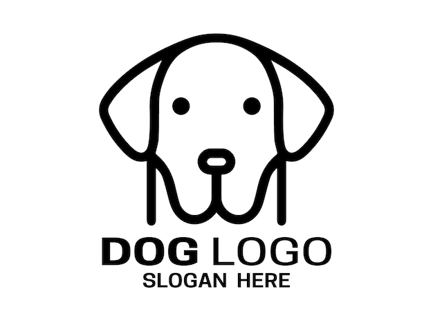 Modèle d'icône de logo de chien au contour minimaliste