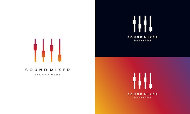 Modèle D'icône De Logo De Mixeur Sonore Coloré Moderne