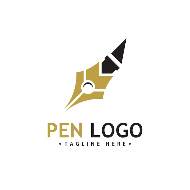 Modèle d'icône de logo de stylo. Identité de l'auteur de l'entreprise