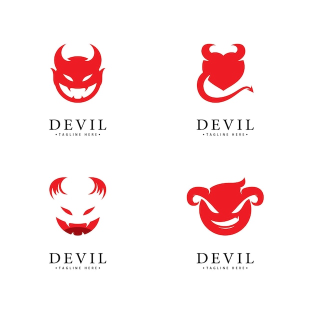 Modèle D'icône De Vecteur De Logo De Diable Rouge