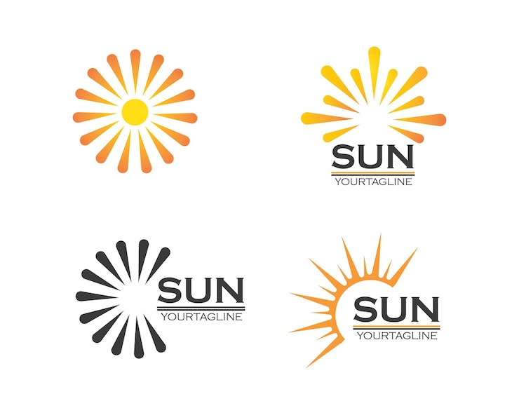 Vecteur modèle d'icône de vecteur de logo d'ilustration de soleil