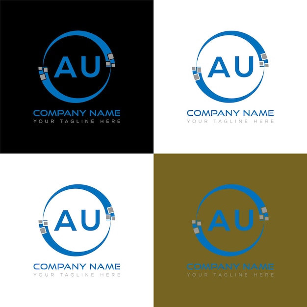 Modèle d'icône vectorielle de conception de logo moderne initial AU