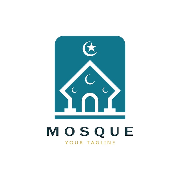 Modèle D'icône Vectorielle De Logo De Mosquée Islamique