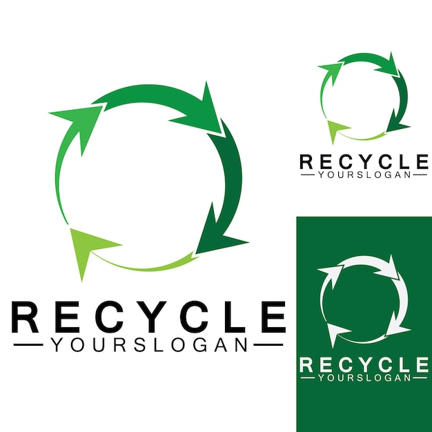 Modèle D'icône Vectorielle De Logo De Recyclage De Flèche Verte