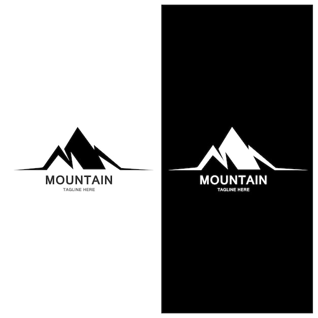 Modèle D'icônes De Paysage Logo Montagne Et Vague