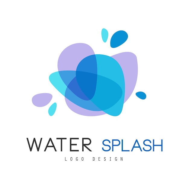 Modèle d'identité de marque de conception de logo d'éclaboussure d'eau avec l'élément d'écologie d'éclaboussures d'eau bleue pour le vecteur de présentation de carte de bannière d'affiche Illustration isolée sur fond blanc
