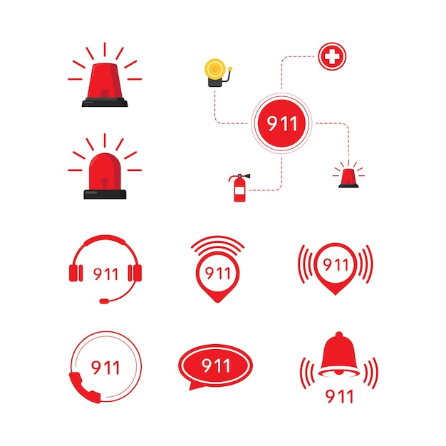 Modèle D'illustration De Conception D'icône De Vecteur D'urgence 911