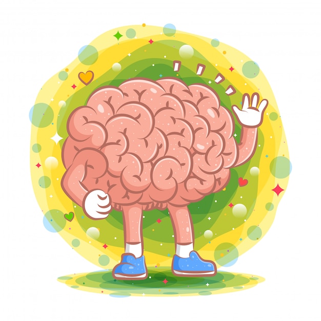 Vecteur le modèle d'illustration du cerveau agite sa main d'illustration