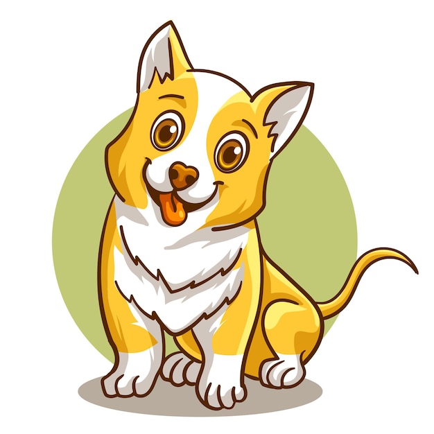 Modèle d'illustration de mascotte adorable chien mignon