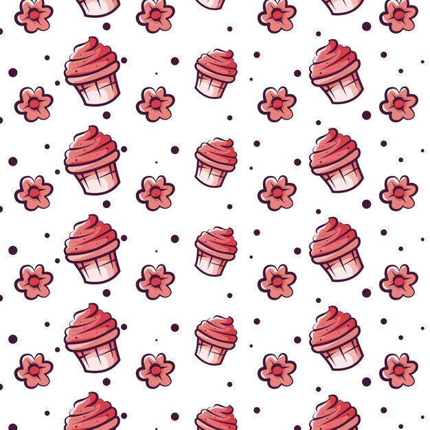 Vecteur modèle d'illustration de modèle de cupcake floral