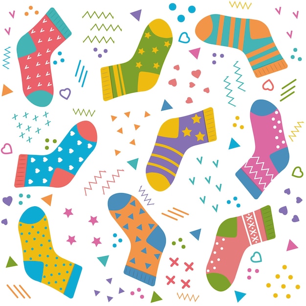 Modèle D'illustration Vectorielle De Chaussettes Couleur