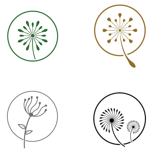 Modèle D'illustration Vectorielle De Conception De Logo Et De Symbole De Fleur De Pissenlit
