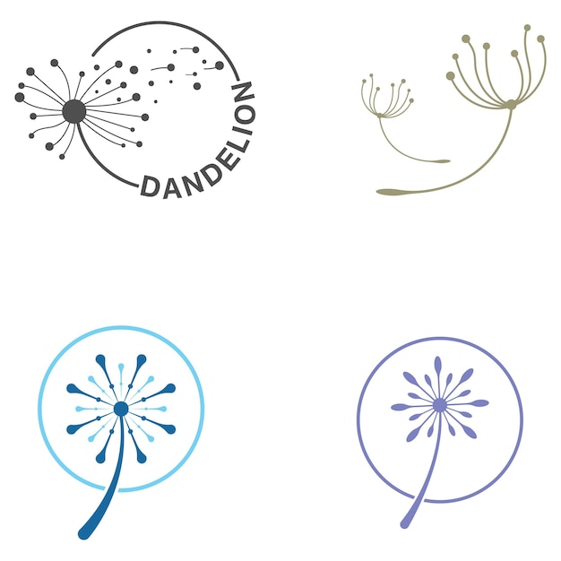 Modèle d'illustration vectorielle de conception de logo et de symbole de fleur de pissenlit
