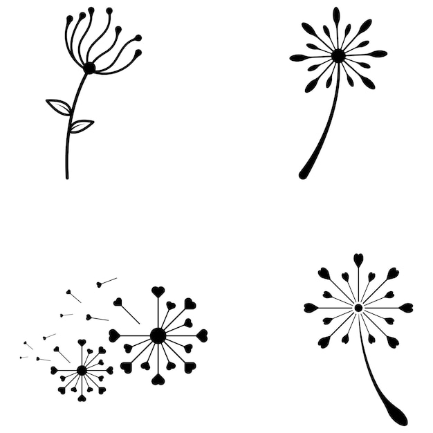 Modèle D'illustration Vectorielle De Conception De Logo Et De Symbole De Fleur De Pissenlit