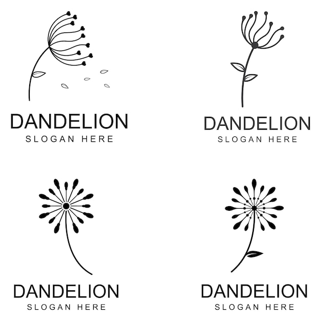 Modèle D'illustration Vectorielle De Conception De Logo Et De Symbole De Fleur De Pissenlit