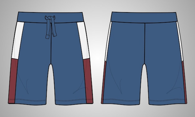 Modèle D'illustration Vectorielle De Croquis Plat De Mode Technique De Pantalon De Short Pour Les Garçons