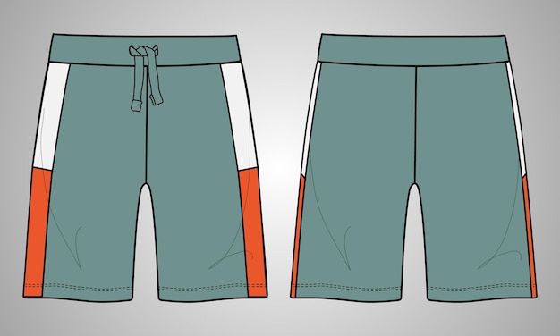 Modèle D'illustration Vectorielle De Croquis Plat De Mode Technique De Pantalon De Short Pour Les Garçons