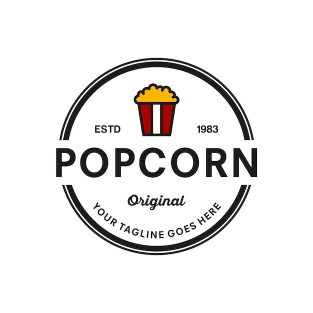 Modèle d'illustration vectorielle du logo du pop-corn