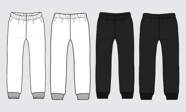 Modèle D'illustration Vectorielle De Pantalons De Survêtement Noir Et Blanc Pour Femmes