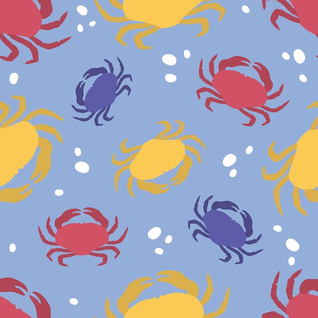 Modèle d'illustration vectorielle plate de crabes colorés faciles