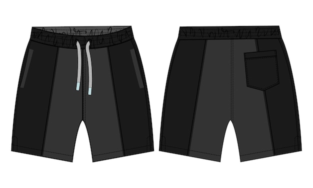 Vecteur modèle d'illustration vectorielle shorts pant vues avant et arrière