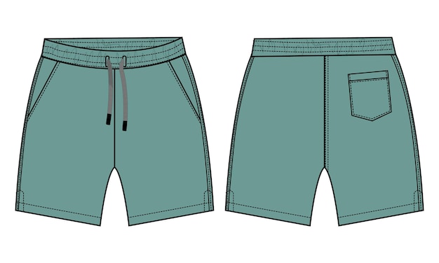 Modèle d'illustration vectorielle Shorts Pant vues avant et arrière