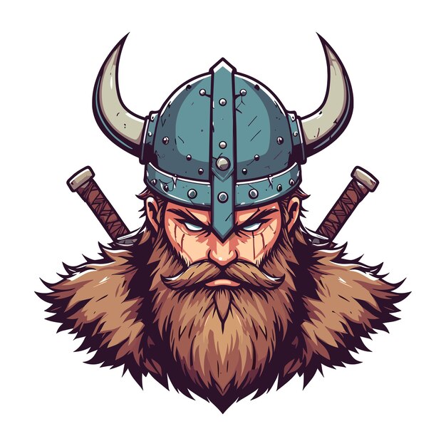 Vecteur modèle d'illustration vectorielle de visage de tête de viking adapté à la conception de logo de t-shirt