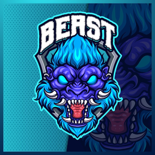 Modèle D'illustrations De Conception De Logo Esport Mascotte Gorille Singes Bête, Logo Gorille Pour Les Joueurs