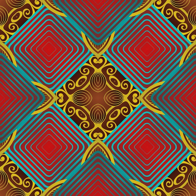 Modèle illustré sans soudure composé d'éléments abstraits en rouge bleu et jaune